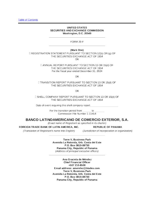 拉丁美洲出口银行 2025年年度报告和过渡报告
