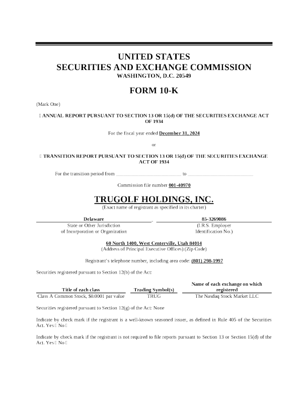 TruGolf Inc-A 2024年度报告