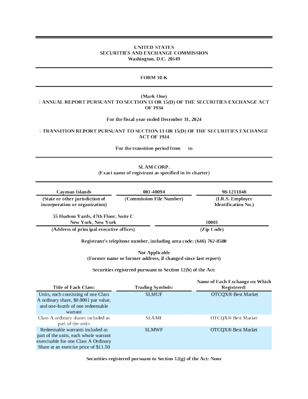 Slam Corp 2024年度报告