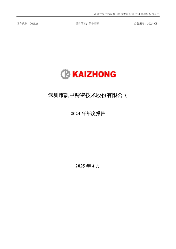 凯中精密：2024年年度报告