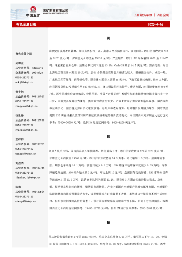 有色金属日报