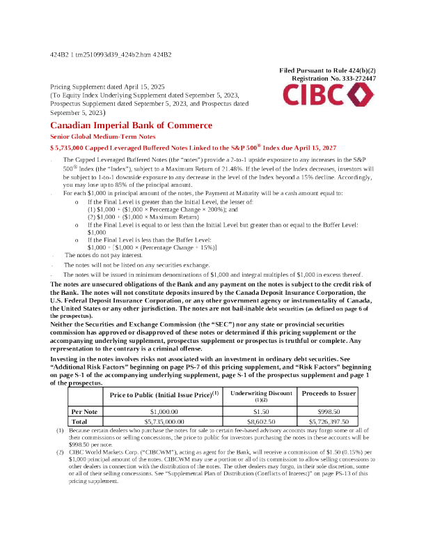 加拿大帝国商业银行美股招股说明书(2025-04-16版)