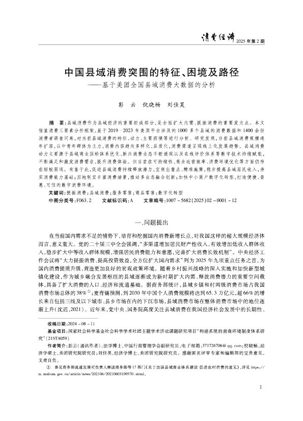 2025中国县域消费突围的特征、困境及路径分析报告