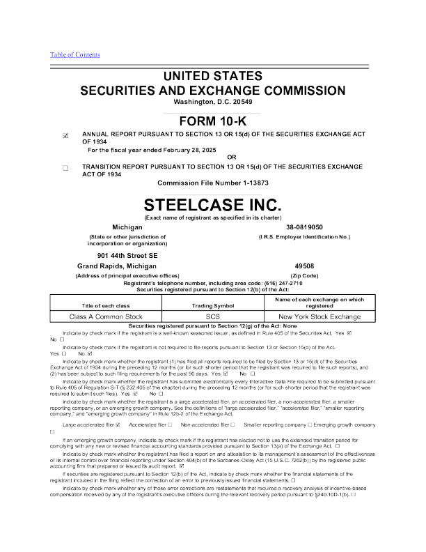 Steelcase Inc-A 2024年度报告