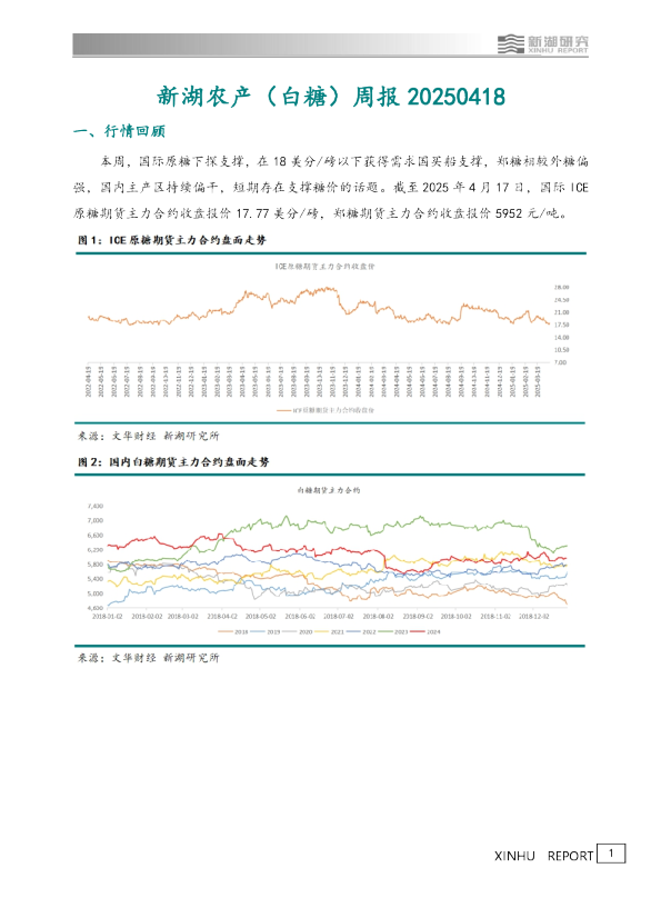 新湖农产（白糖）周报