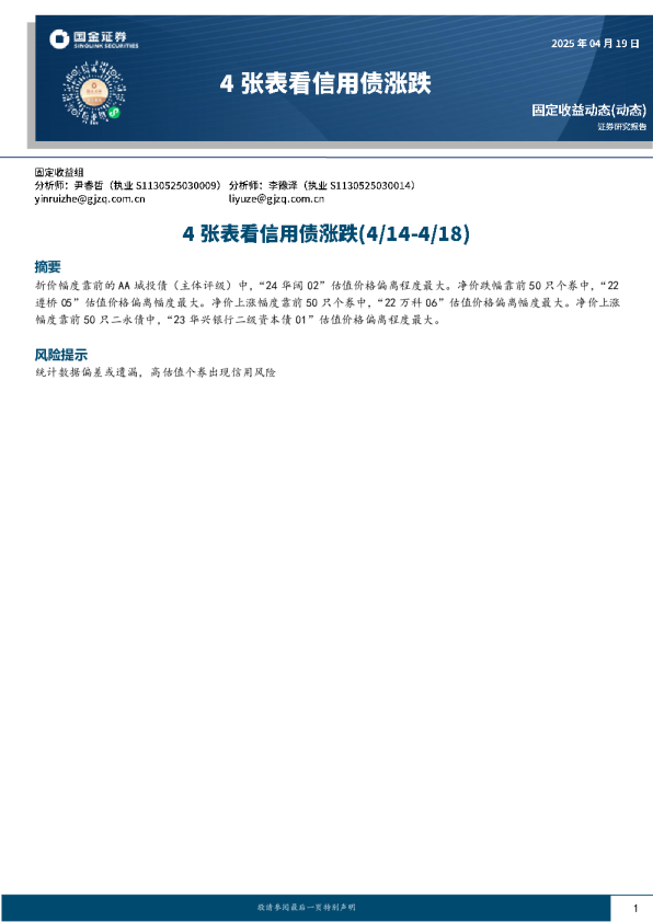 4张表看信用债涨跌