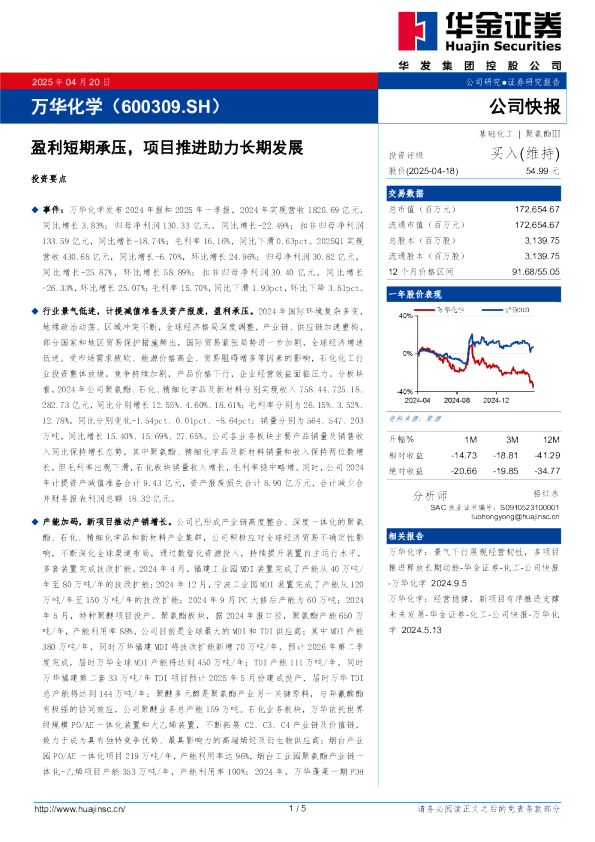 盈利短期承压，项目推进助力长期发展