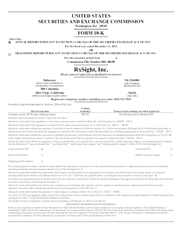 RxSight Inc 2024年度报告