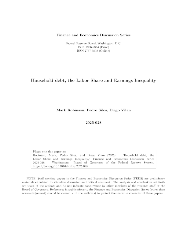 家庭债务、劳动份额和收入不平等