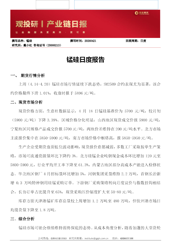 锰硅日度报告