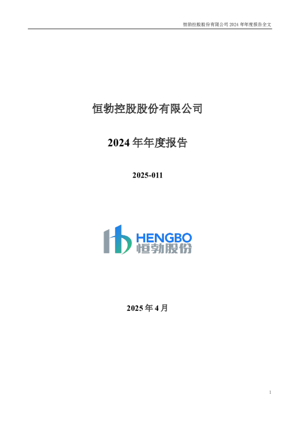 恒勃股份:2024年年度报告
