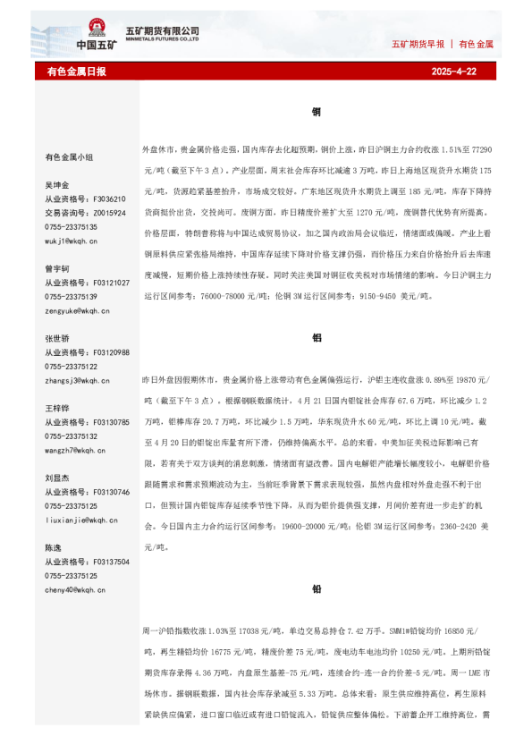 有色金属日报