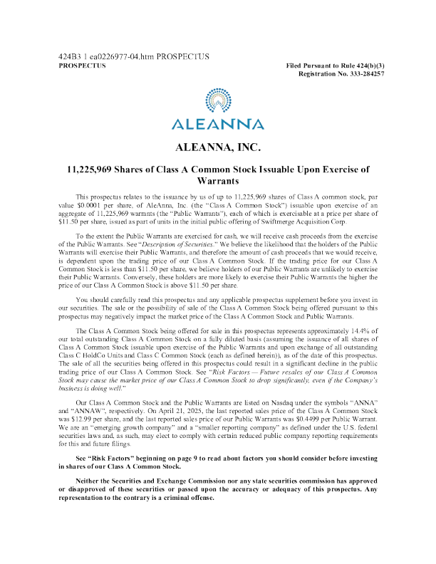 AleAnna Inc-A美股招股说明书(2025-04-22版)