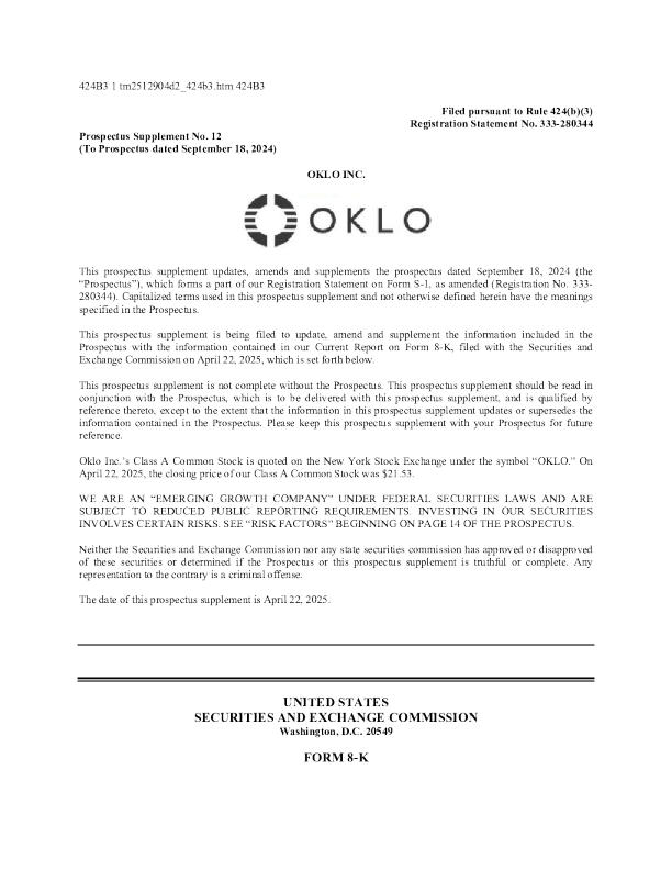 Oklo Inc-A美国存托股招股说明书(2025-04-22版)