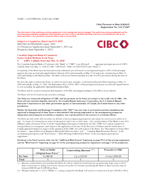 加拿大帝国商业银行美股招股说明书(2025-04-23版)
