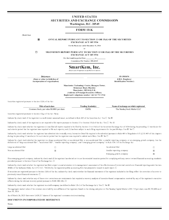 SmartKem Inc 2024年度报告