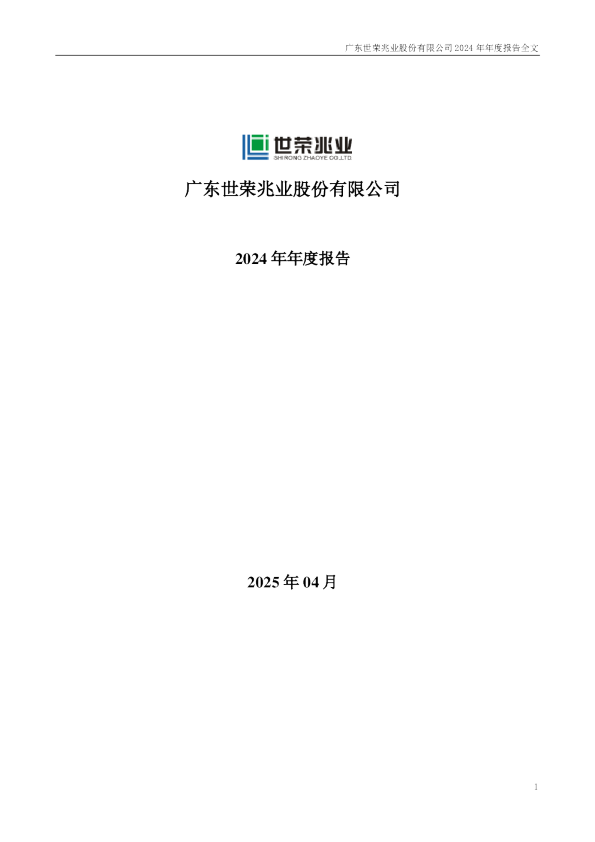 世荣兆业：2024年年度报告