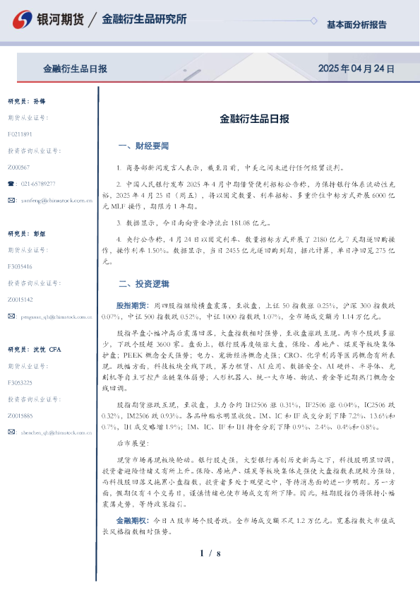 金融衍生品日报