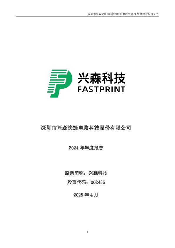 兴森科技：2024年年度报告
