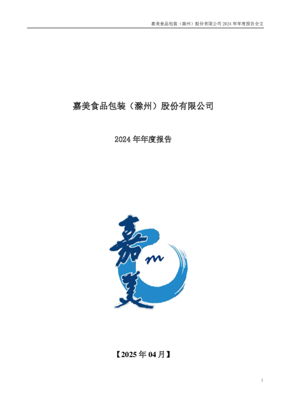 嘉美包装：2024年年度报告