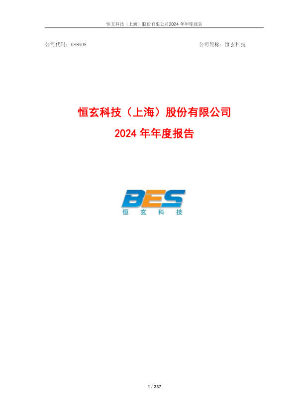 恒玄科技:2024年年度报告