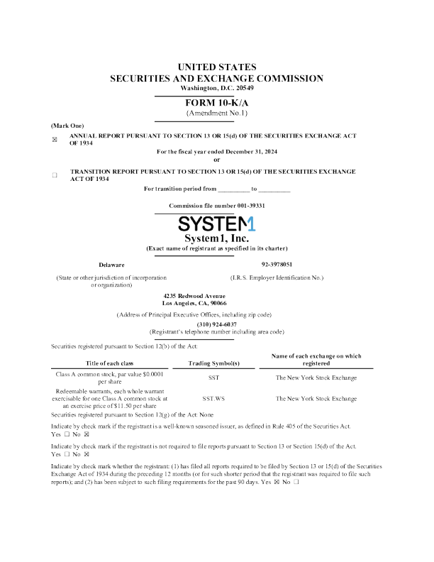 System1 Inc. - 2024年度报告