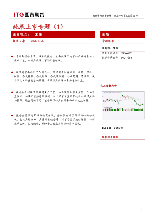 纯苯上市专题（1）