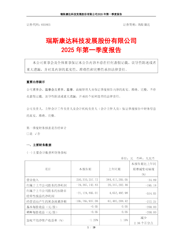 公司2025年第一季度报告