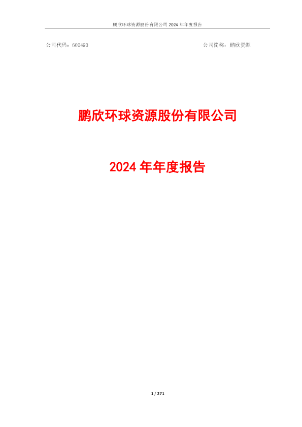 鹏欣资源:2024年年度报告
