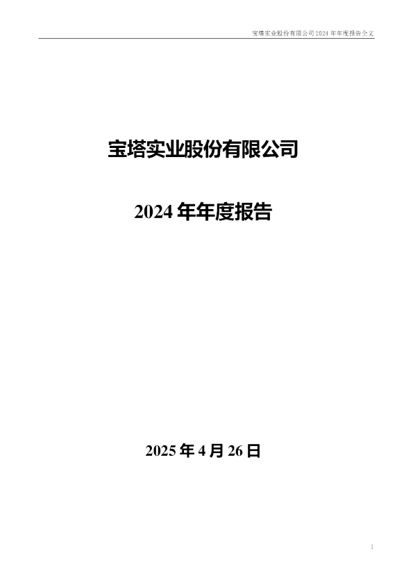 宝塔实业:2024年年度报告