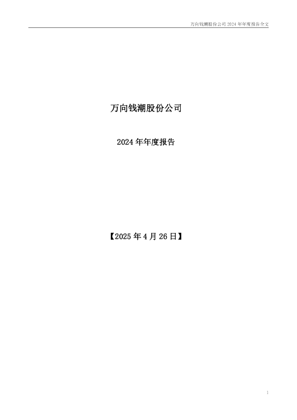 万向钱潮:2024年年度报告
