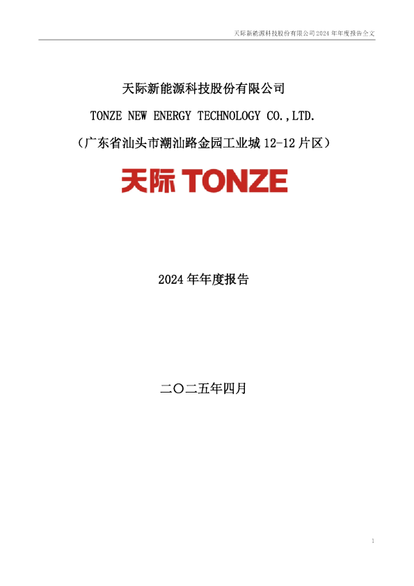 天际股份：2024年年度报告