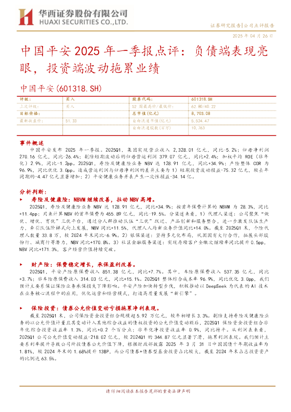 负债端表现亮眼,投资端波动拖累业绩