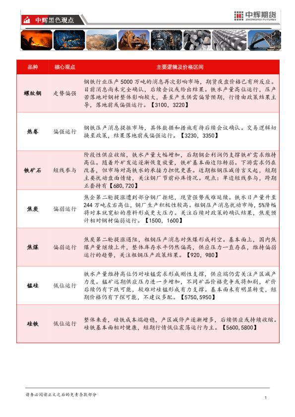 中辉黑色观点