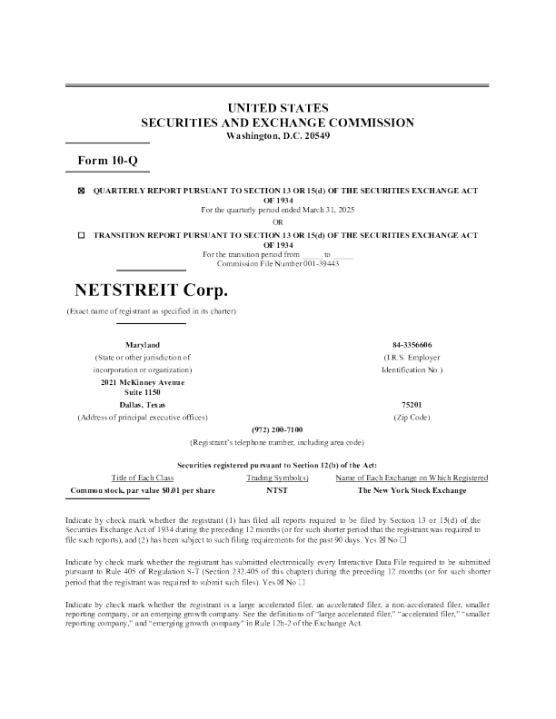NetSTREIT Corp 2025年季度报告