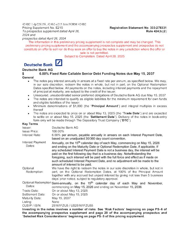 德意志银行美股招股说明书(2025-04-28版)