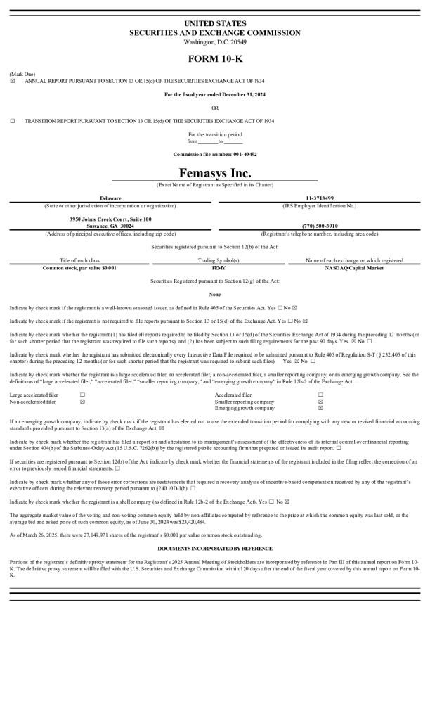 Femasys Inc 2024年度报告