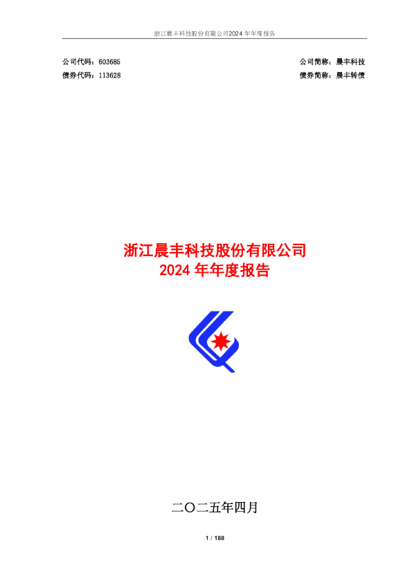 晨丰科技:晨丰科技2024年年度报告全文