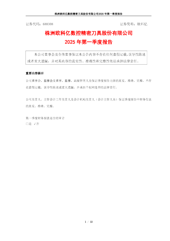 欧科亿:欧科亿2025年第一季度报告