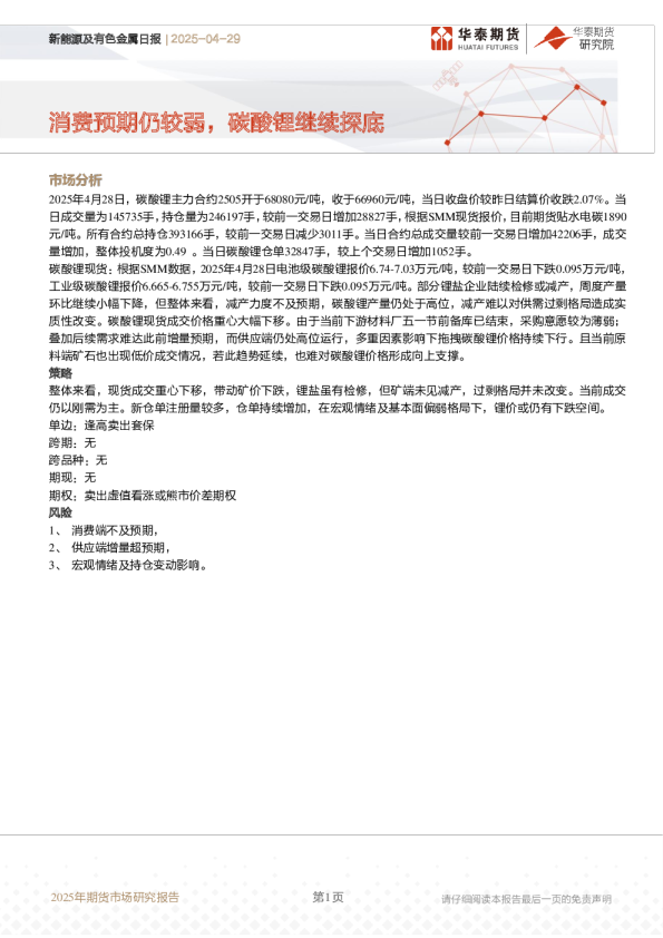 新能源及有色金属日报:消费预期仍较弱,碳酸锂继续探底