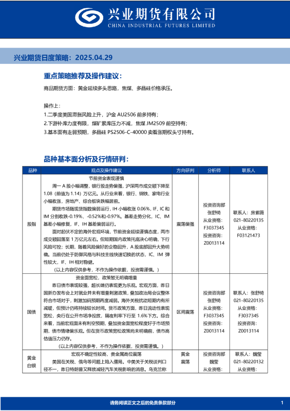 日度策略