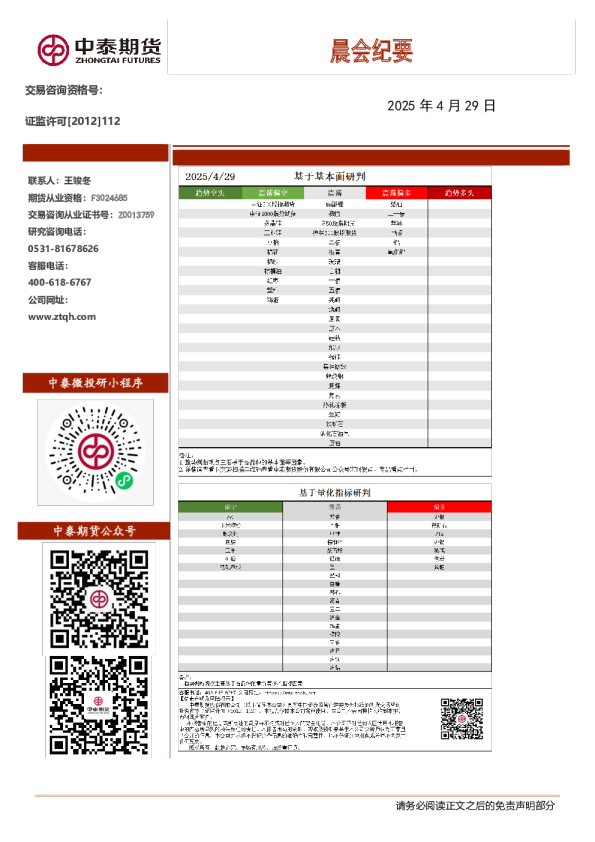 晨会纪要