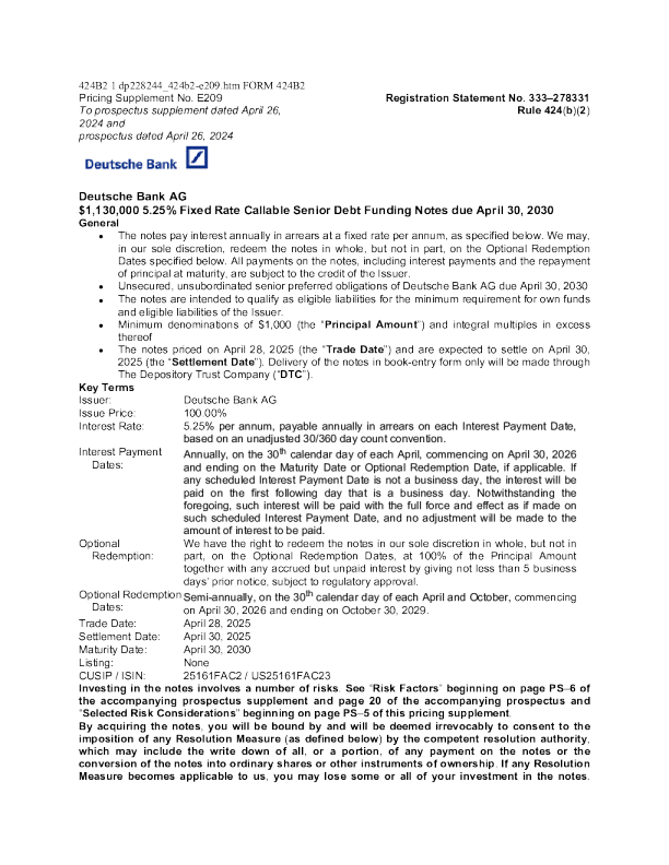 德意志银行美股招股说明书(2025-04-29版)