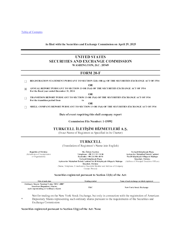 土耳其移动通信 2025年年度报告和过渡报告