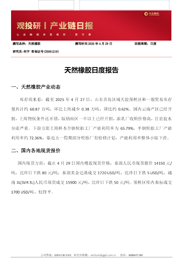 天然橡胶日度报告