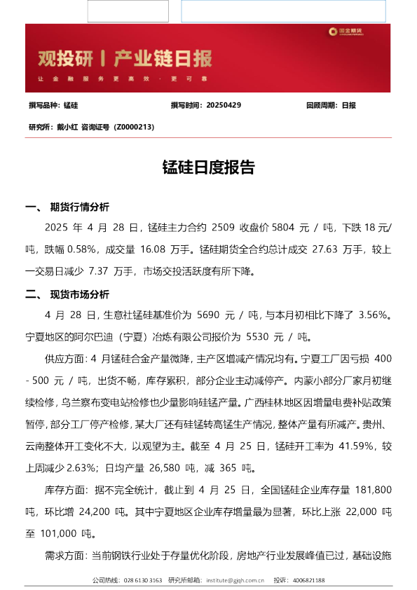 锰硅日度报告