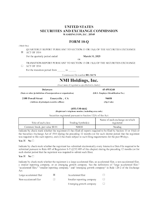 NMI Holdings Inc-A 2025年季度报告