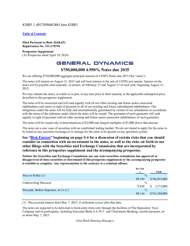 通用动力美股招股说明书(2025-04-30版)