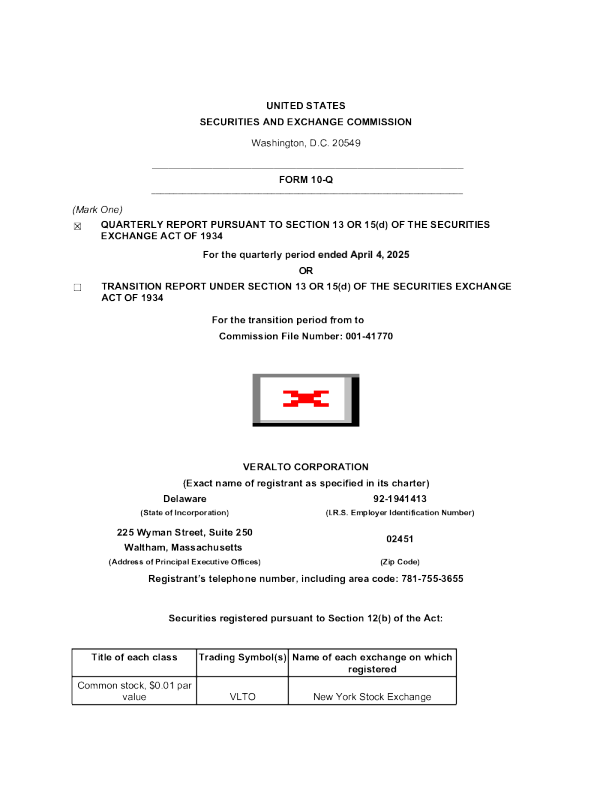 Veralto Corp 2025年季度报告