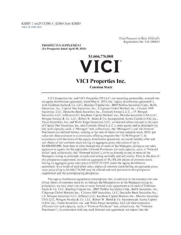 VICI Properties Inc美股招股说明书(2025-04-30版)